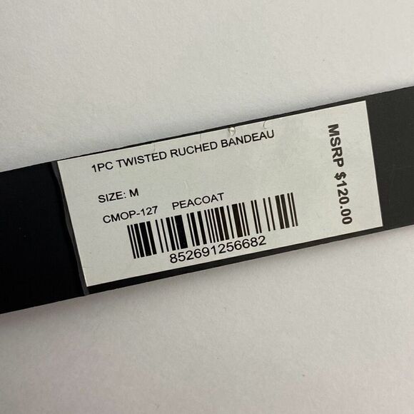 Catherine Malandrino Women's Navy Twisted Ruched Bandeau Swimsuit Sz Medium NWT - Picture 8 of 8